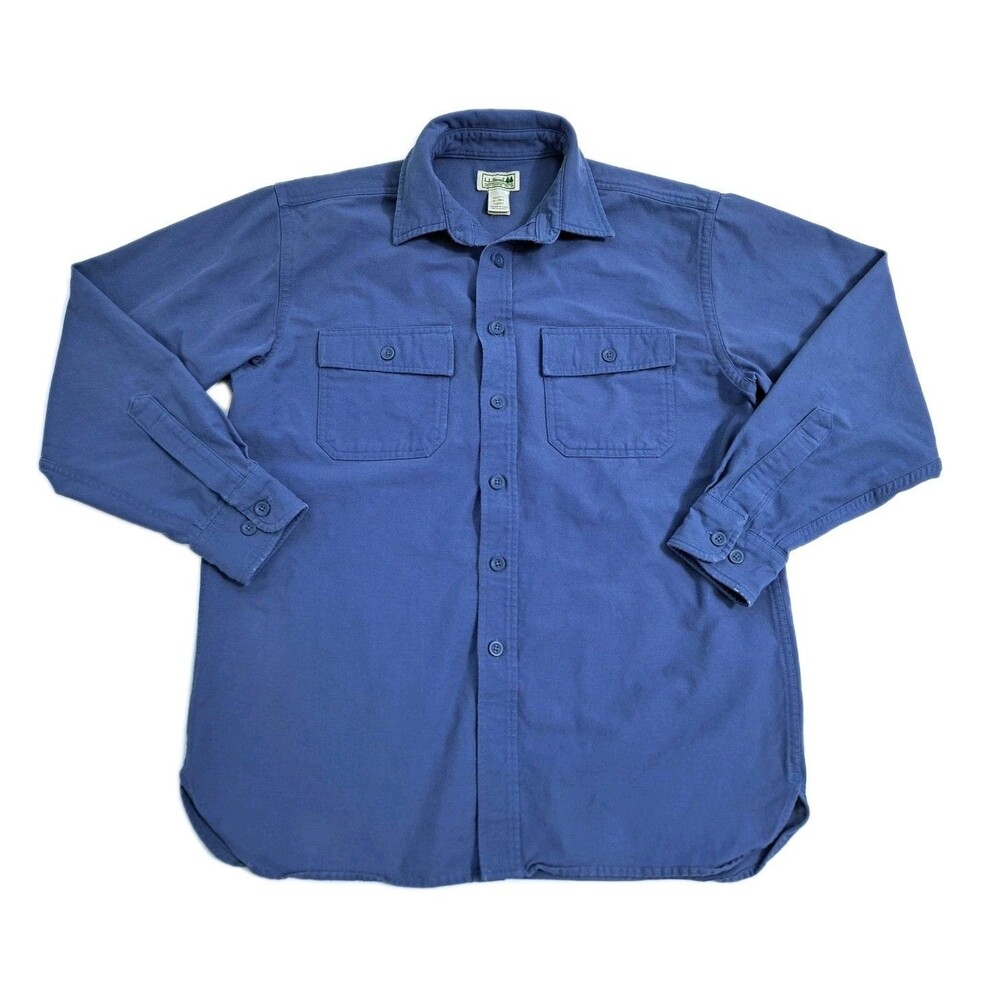 LL Bean Blue Button Shirt Men's Medium Long Sleeve Basic Cotton
